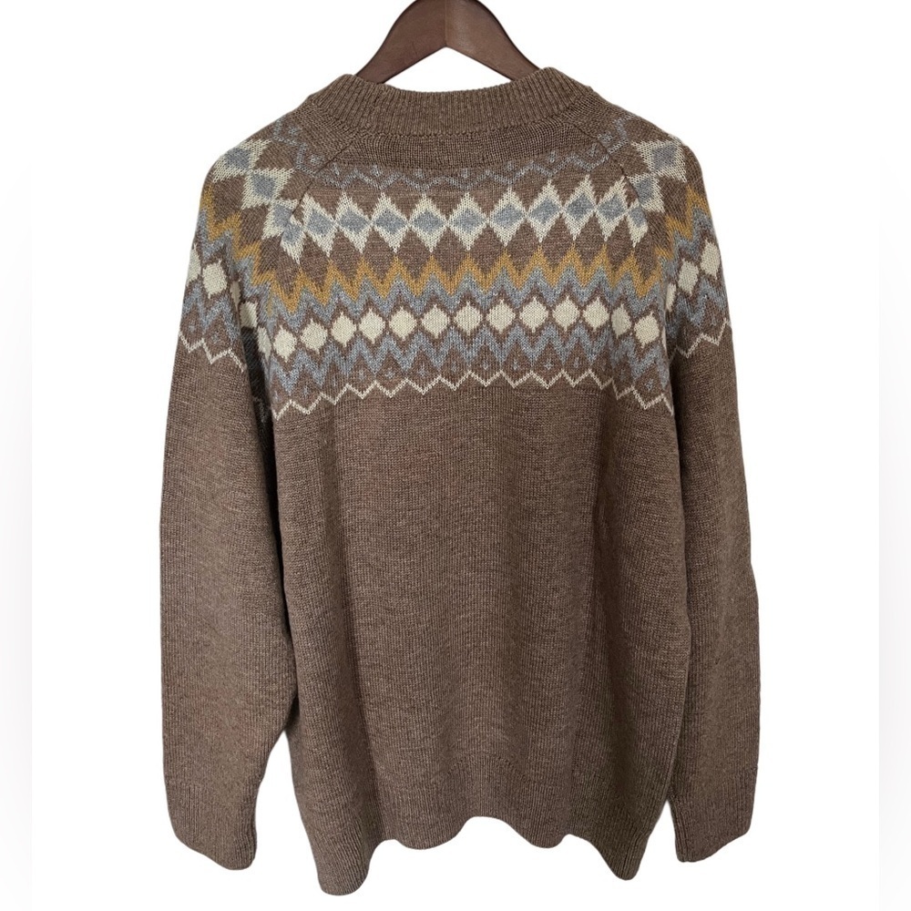 H&M MENS BROWN PATTERNED RELAXED FIT SWEATER SZ XL - Picture 5 of 7
